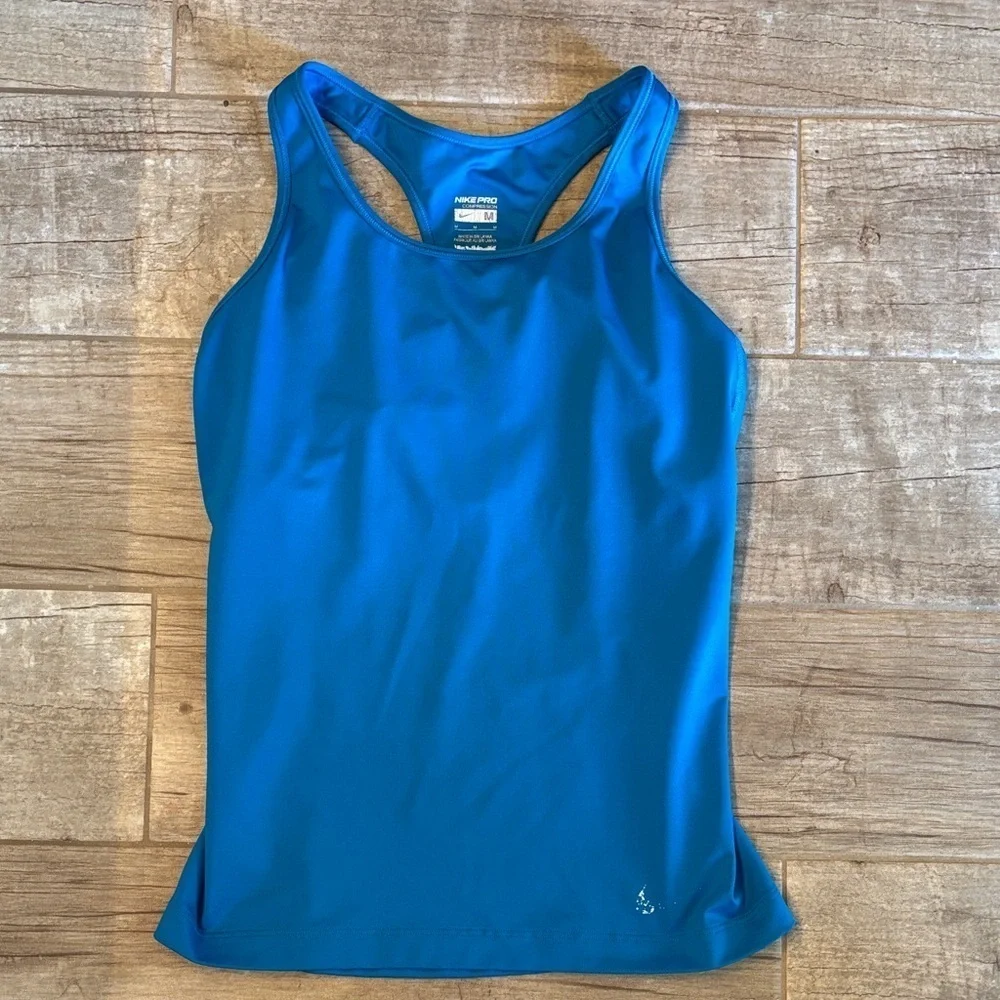 Nike Blue Athletic Dry Fit compression  Tank Top